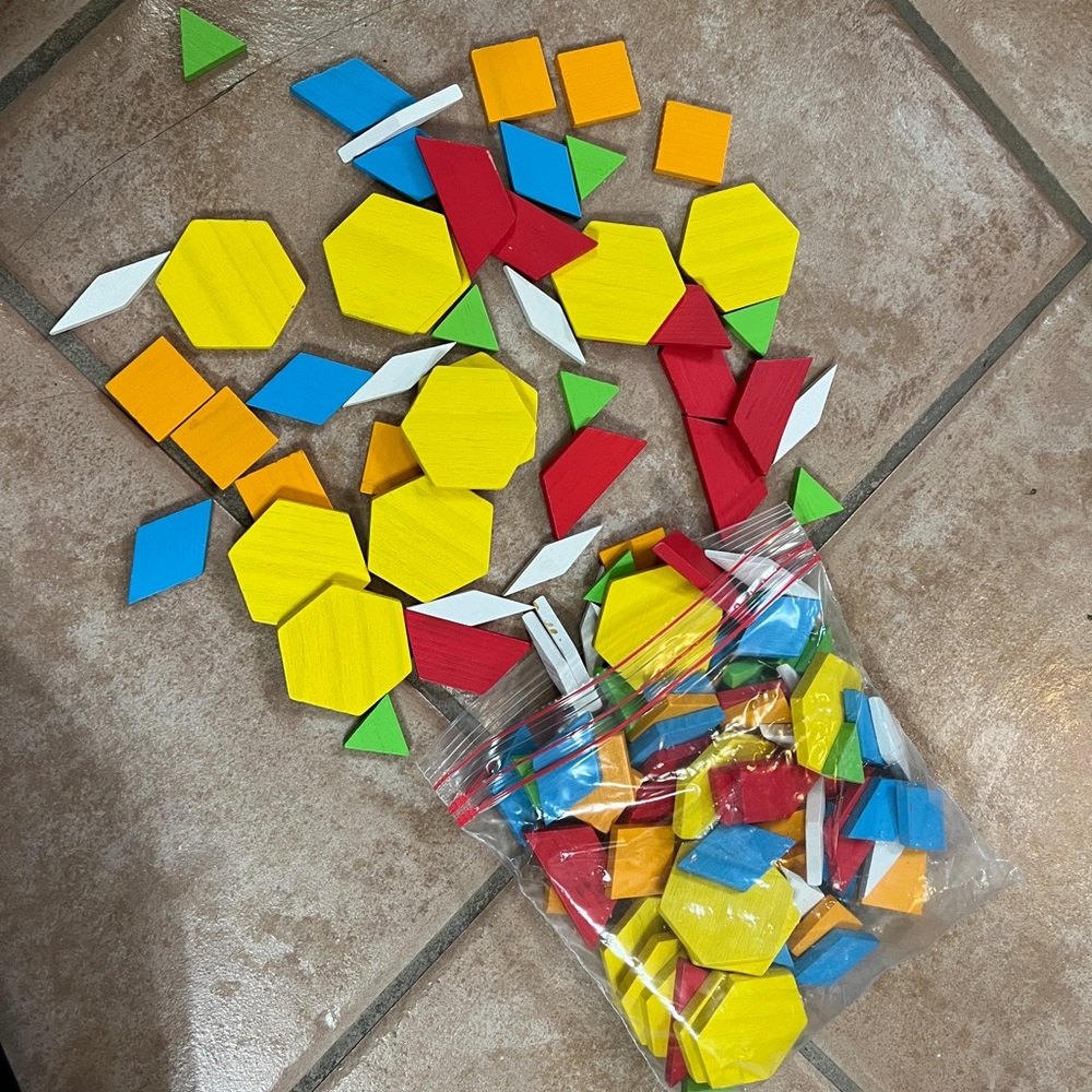 Wooden geometric shape pattern blocks math manipulative teacher homeschool